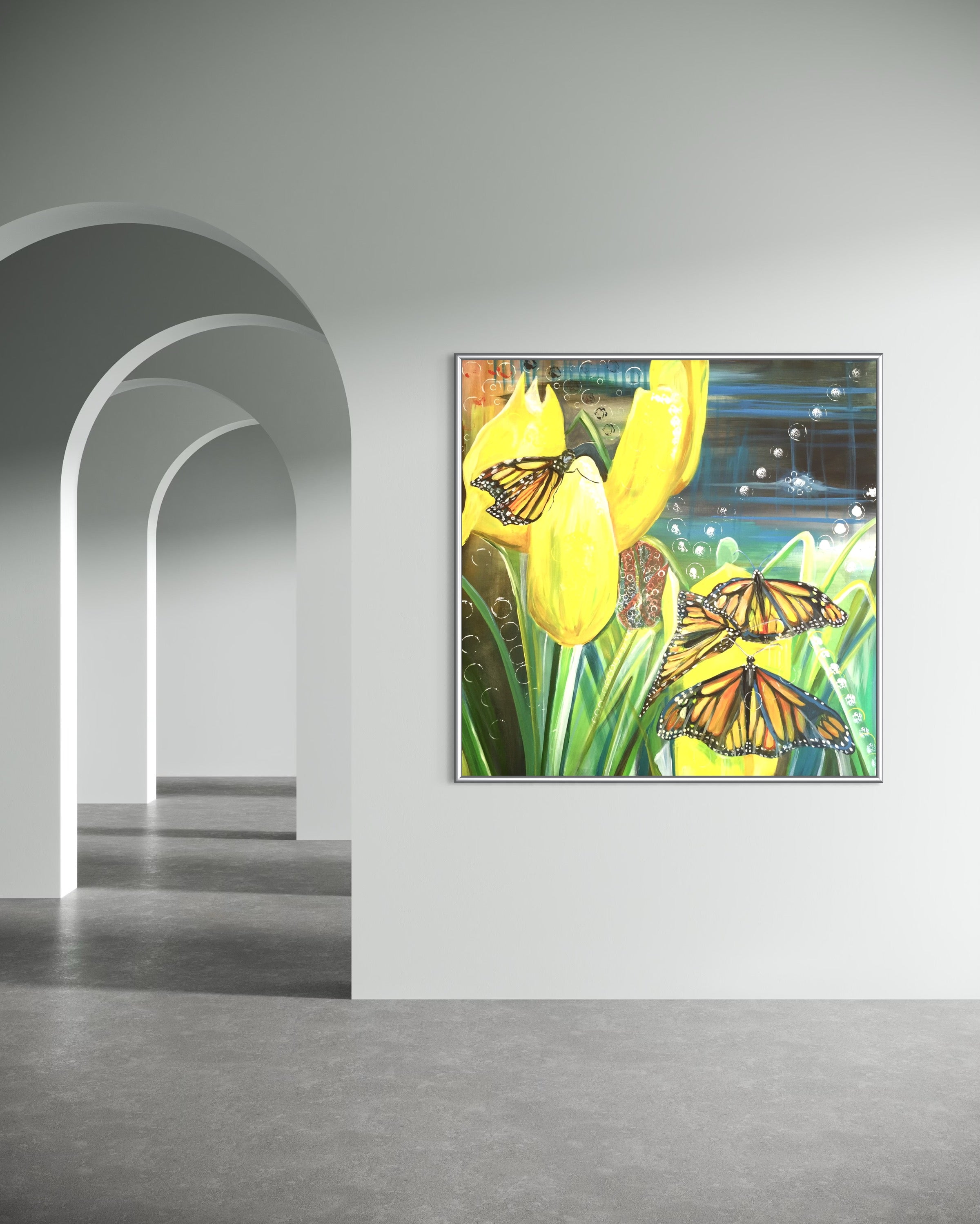 “Butterflies and Yellow Flowers”