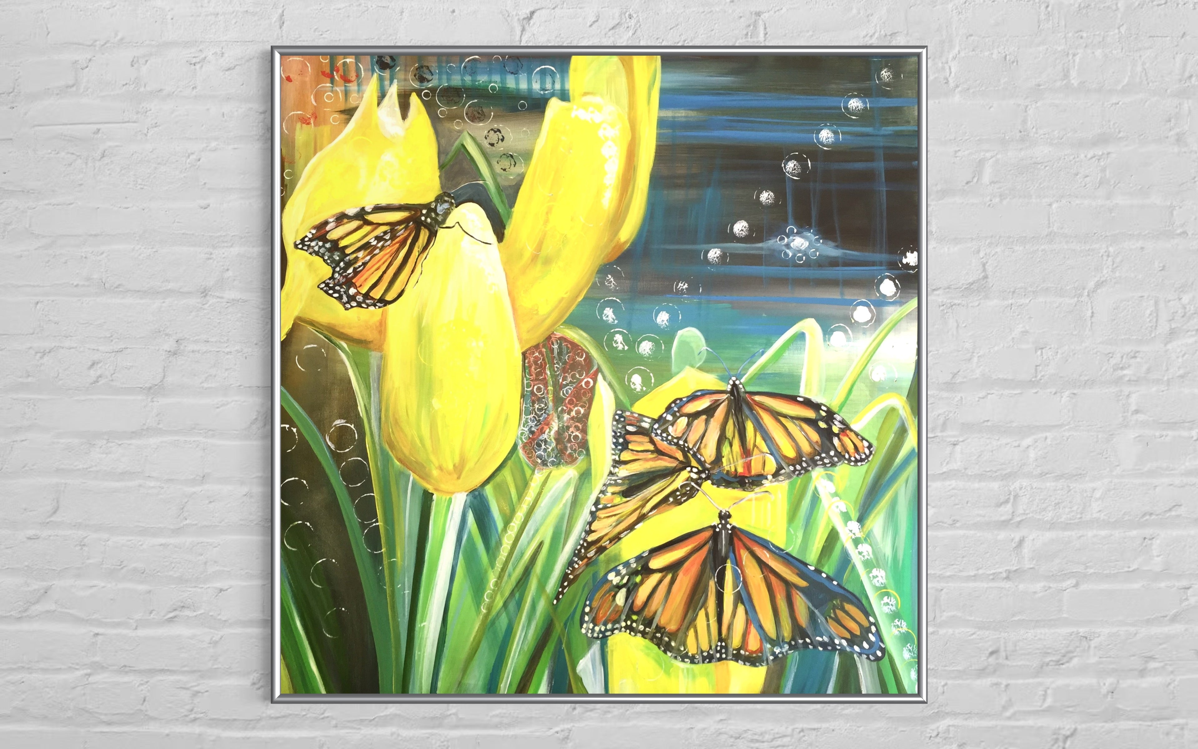 “Butterflies and Yellow Flowers”